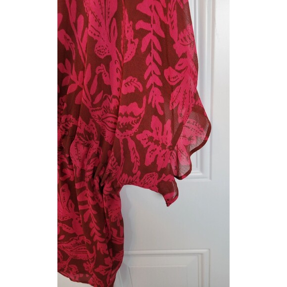 NWT Torrid Chiffon Dolman Button Up Short Sleeve Top Size 3X Leaves - Picture 4 of 11